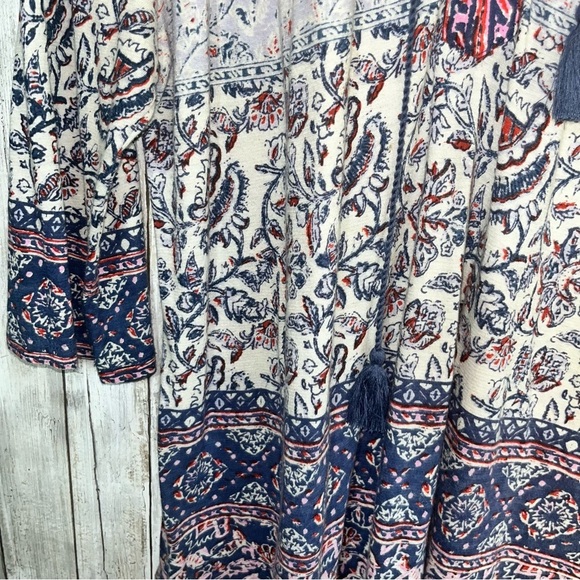 Lucky Brand Purple Boho Tie Neck Peasant Blouse - Picture 5 of 6